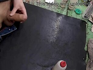 i sneak masturbate on workbench at work skinny big cock tease