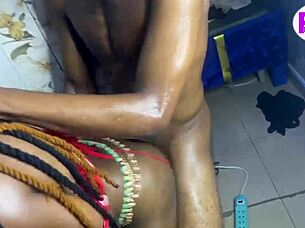 petite ebony babe bent over kitchen rough big black cock doggystyle homemade