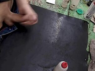 i sneak masturbate on workbench at work skinny big cock tease