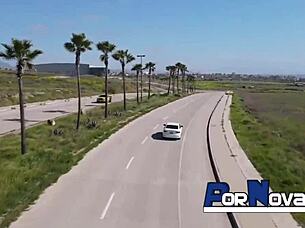 young mexican newbie flaunts huge tits and plump ass in outdoor casting