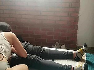 horny teen strokes cock and swallows cum pov