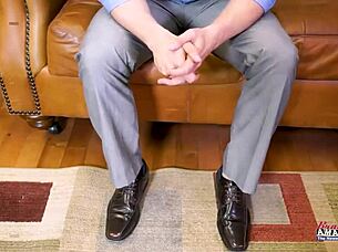 Skinny brunette Jae Scott bounces on cock in deep riding, doggystyle, and swallow finale