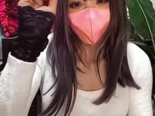 watch this beautiful masked ladyboy masturbate her ass while crossdressing on cam?