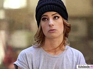 brunette babe fingers and facesits horny teen neighbor pussy