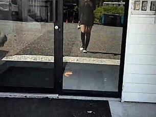 Wow, Lexi Faith's cute Asian ladyboy ass shines in outdoor stockings!