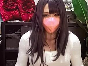 watch this beautiful masked ladyboy masturbate her ass while crossdressing on cam?