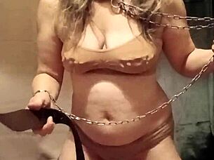 Bound French Milf Slave Endures Pin Pricks and Belt Whips in BDSM Session