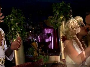 elvis parody mmf threesome spits tits in blonde blowjob frenzy