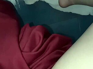 she warms her soaked pussy with hairdryer after piss play