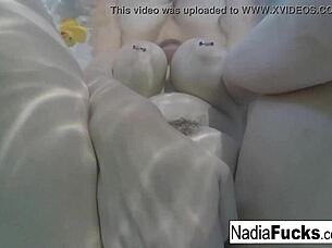 Sexy Nadia’s Bath Time Rubber Ducky Tit Tease!