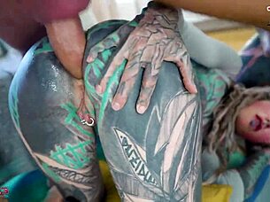 intense anal threesome pounds gaping ass with monster cocks