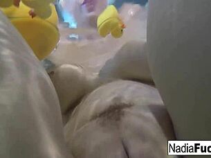 Sexy Nadia’s Bath Time Rubber Ducky Tit Tease!