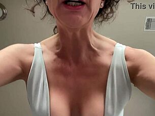 mature goddess strips workout humiliates beta with saggy tits