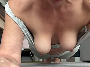 mature goddess strips workout humiliates beta with saggy tits