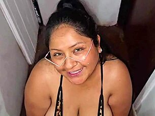 Chubby milf gulps thick cum milk load