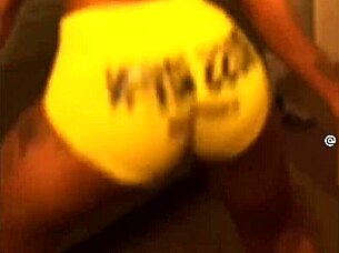 ebony babe's leggings hug that soft jiggling ass like a waterbed