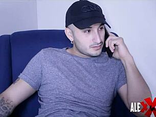 Hot phone call turns into squirting cowgirl ride with big tit babe