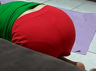 horny mature brunette spies on stud showering then begs for rough bathroom pounding