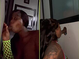 friends slurp stranger cocks at gloryhole fun