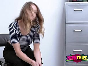 Horny cop rough fucks petite babe office