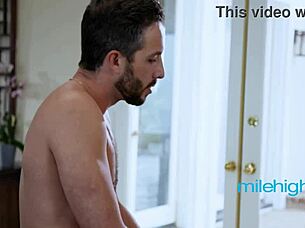 wife bounces huge natural tits during fuck making husband watch