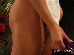 sensual femdom slave straps on for madame's big tits orgasm 😈💦