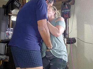 Hot Blonde Neighbor's Wife Ass Fucked Bent Over Doggystyle Creampie