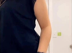 teasing wet ass and clit fun at work