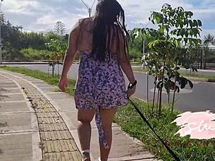 pregnant savannah watson bends over stairs for neighbor's rough doggystyle pounding!