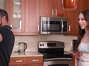 birthday cake baking turns into intense fetish eye rolling session