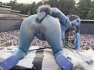 monika fox prolapses ass pussy with huge dildo squirt outdoors