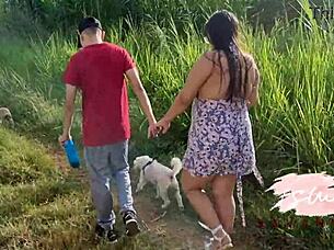 pregnant savannah watson bends over stairs for neighbor's rough doggystyle pounding!