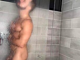 Latina Spies on Muscular Boss Before Wild Shower Cum Facial