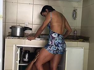 sexy latina neighbor begs kitchen help turns into wild homemade fuck
