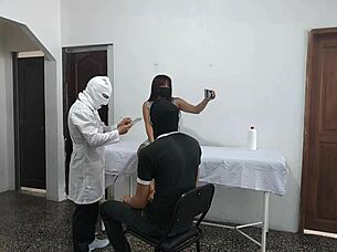 i'm the perverted doctor pounding this latina patient while her man waits outside