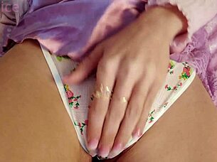 wet skinny brunette student cant resist tight pussy creampie on bed