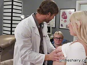 horny busty blonde fucks doctor cuckold husband