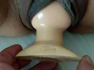 Asian wife slut pounded hard with huge buttplug