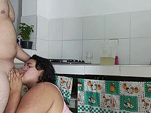 Cheating wife caught on cam fucking lover in kitchen hard 😈