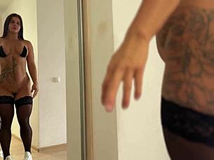 Sinful Girl's WET PUSSY Dripping in Black Stockings Close-Up