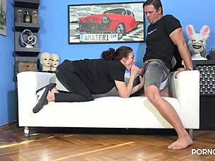 hot czech babe fucks pro in amateur reality couple blowjob session