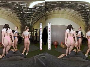 NAUGHTY AMERICA SEXY BABES KYLER QUINN PAIGE OWENS TAG TEAM GYM STUD