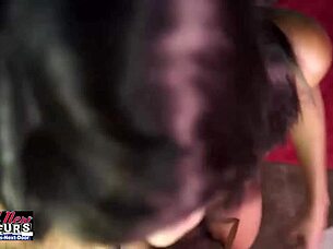 SKINNY EBONY TATTOOED EVELYN PUSSY POUNDED SWALLOWS EVERY DROP