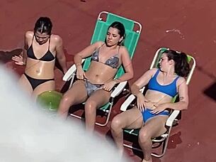 Hot Argentinian neighbors sunbathing voyeur style