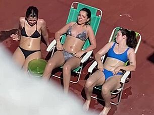 Hot Argentinian neighbors sunbathing voyeur style