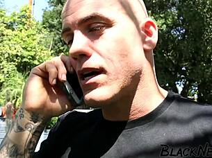 Steamy FFM threesome heats up with ebony babe deepthroating big black cock alongside caucasian hottie in rough wet anal romp! 🔥🍑💦😈