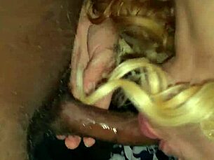 Sloppy amateur mature deepthroats cock hungrily