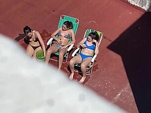 Hot Argentinian neighbors sunbathing voyeur style
