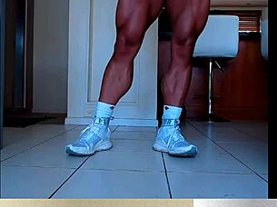 fbb flexes ripped muscular calves and legs
