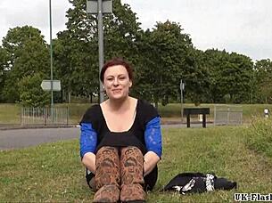 isabel dean flashes shaved pussy while toying publicly on roundabout